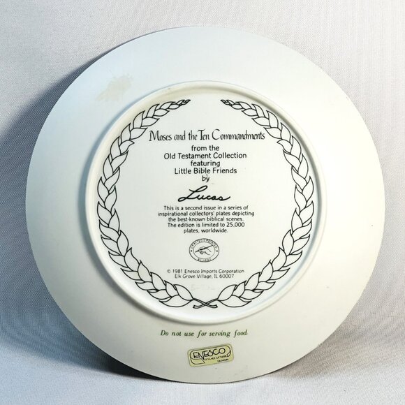 Enesco Lucas Collectible Plate 1981 Moses and the Ten Commandments 7 1/4" - Picture 4 of 6